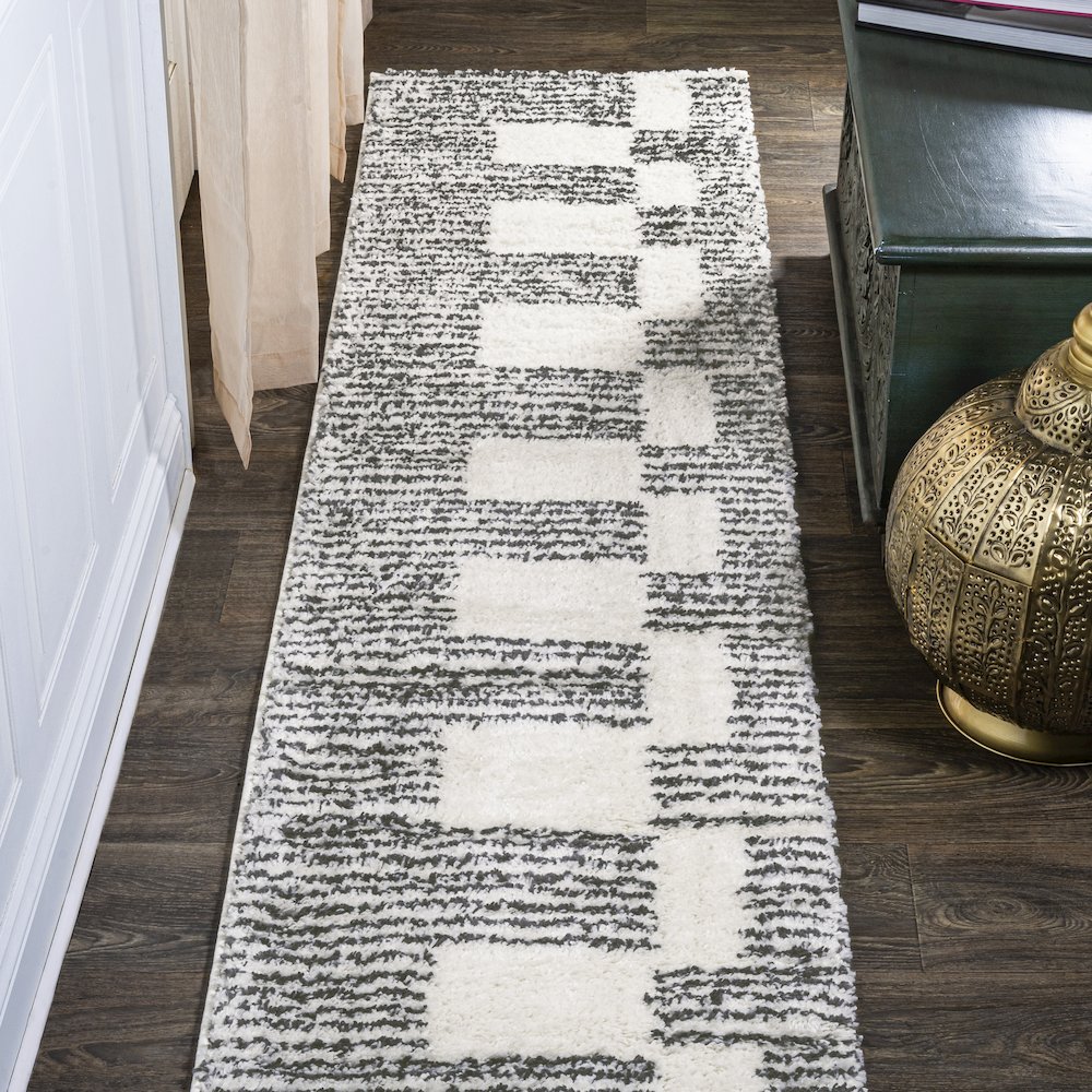 Petra Abstract Stripe Geometric Shag Area Rug. Picture 2