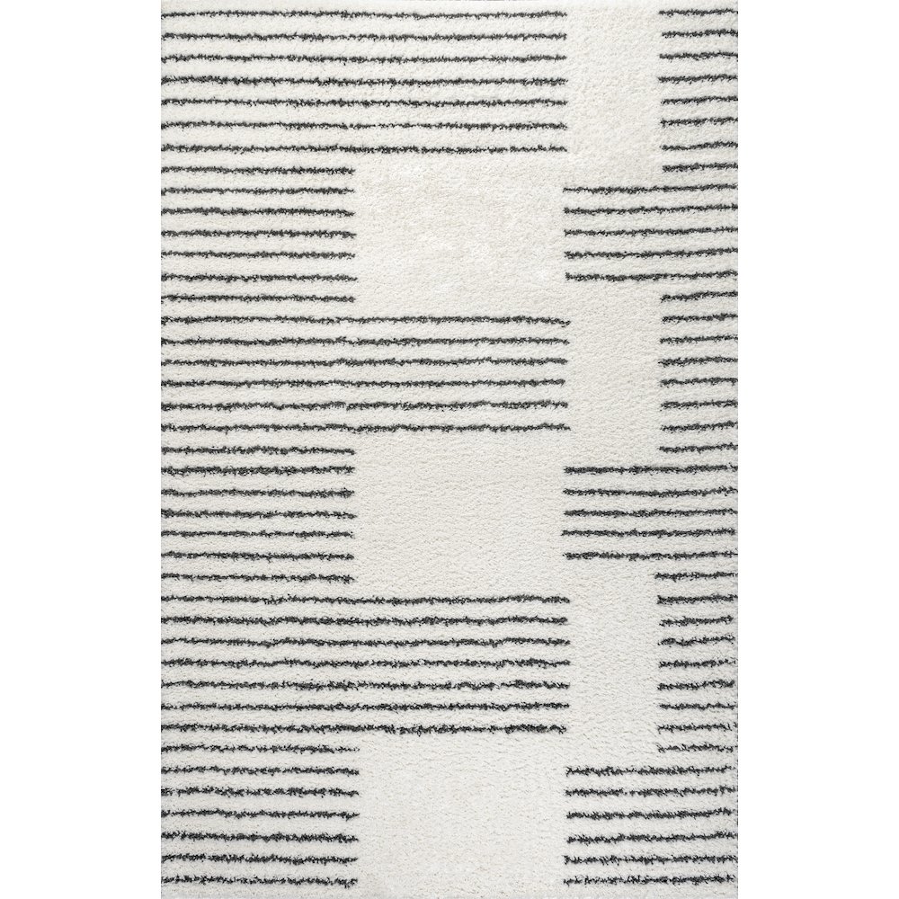 Petra Abstract Stripe Geometric Shag Area Rug. Picture 1