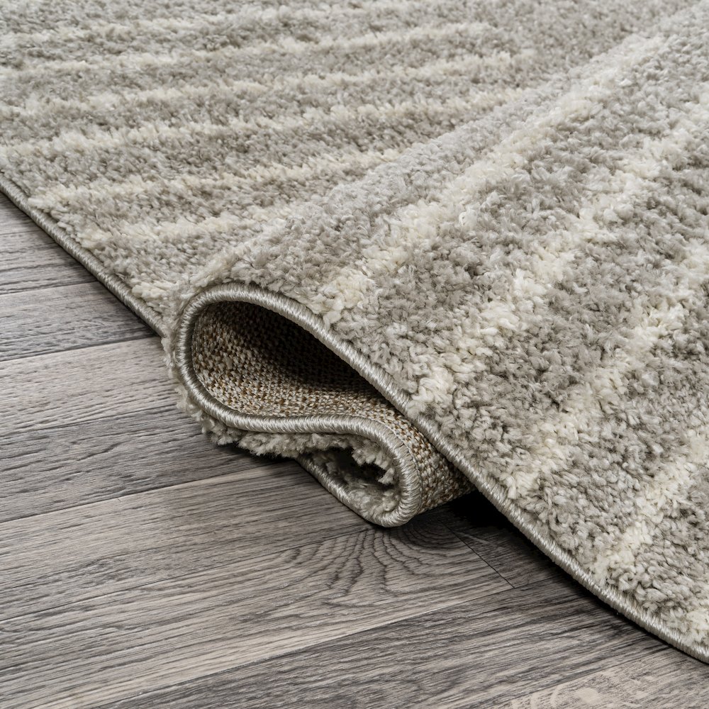 Petra Abstract Stripe Geometric Shag Runner Rug. Picture 3