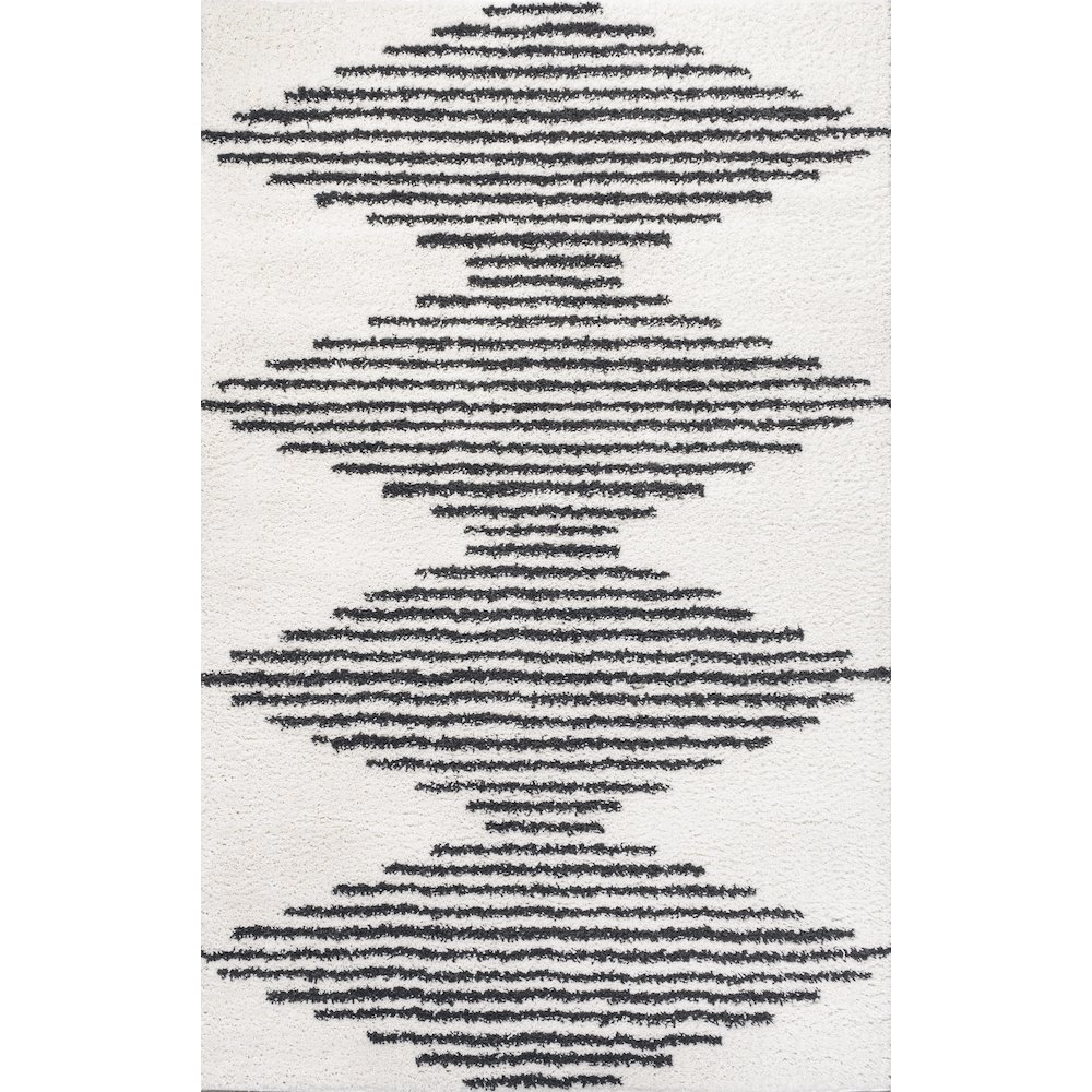 Elm Diamond Stripe Geometric Shag Area Rug. Picture 1