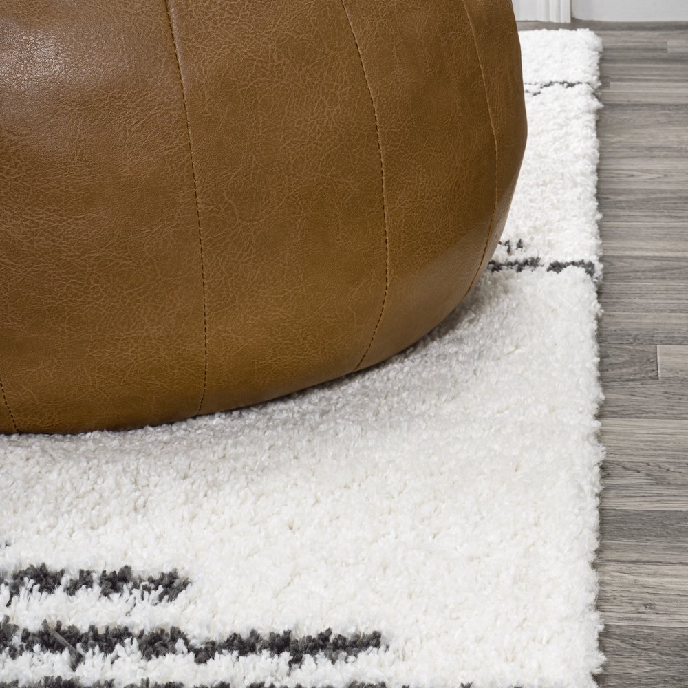 Elm Diamond Stripe Geometric Shag Area Rug. Picture 5