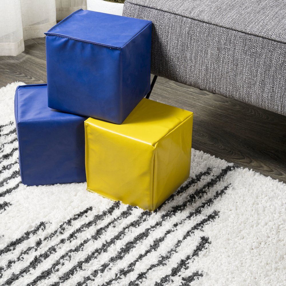 Elm Diamond Stripe Geometric Shag Area Rug. Picture 12