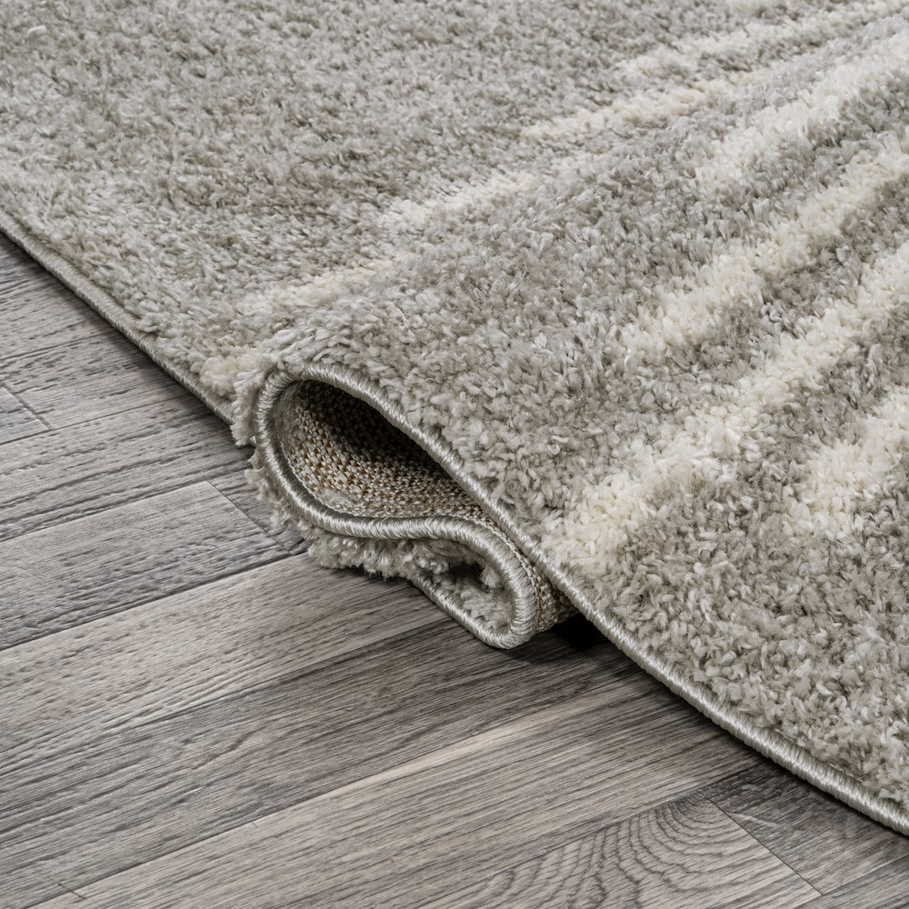 Elm Diamond Stripe Geometric Shag Runner Rug. Picture 3