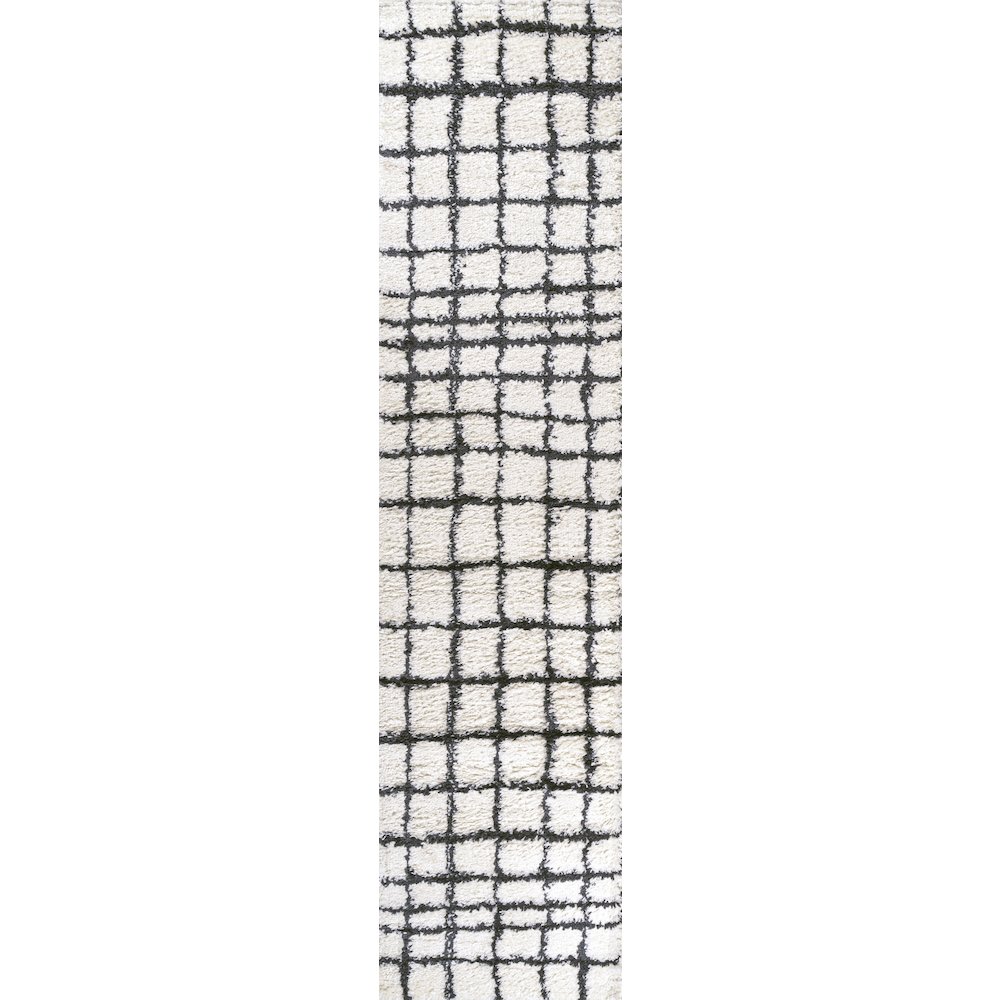 Arenal Geometric Grid Shag Area Rug. Picture 1
