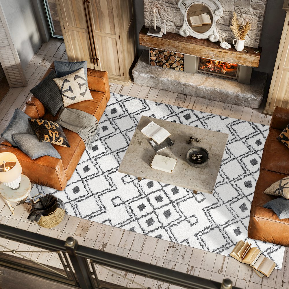 Caimari Moroccan Diamond Shag Area Rug. Picture 5