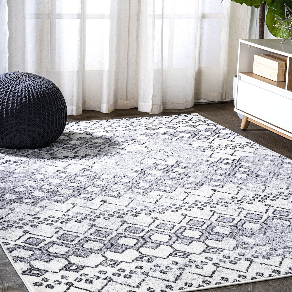 Azmar Moroccan Geometric Distressed Area Rug. Picture 2