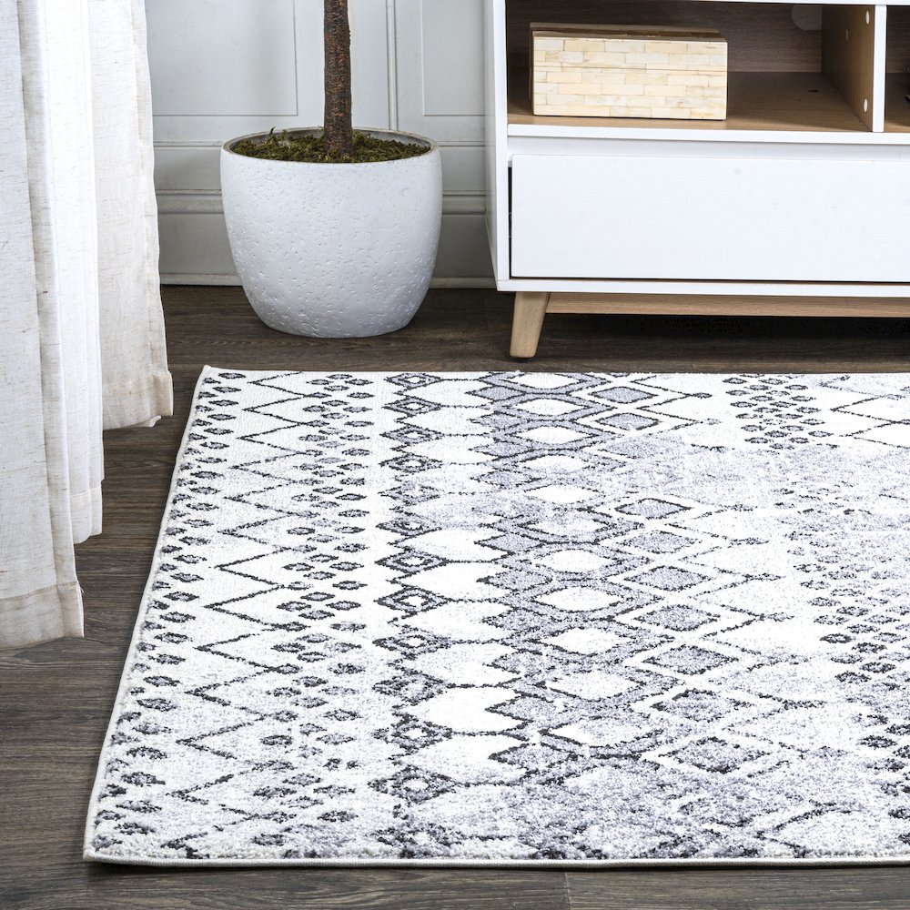 Azmar Moroccan Geometric Distressed Area Rug. Picture 3
