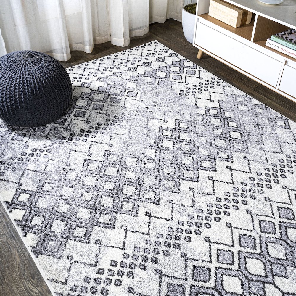 Azmar Moroccan Geometric Distressed Area Rug. Picture 4
