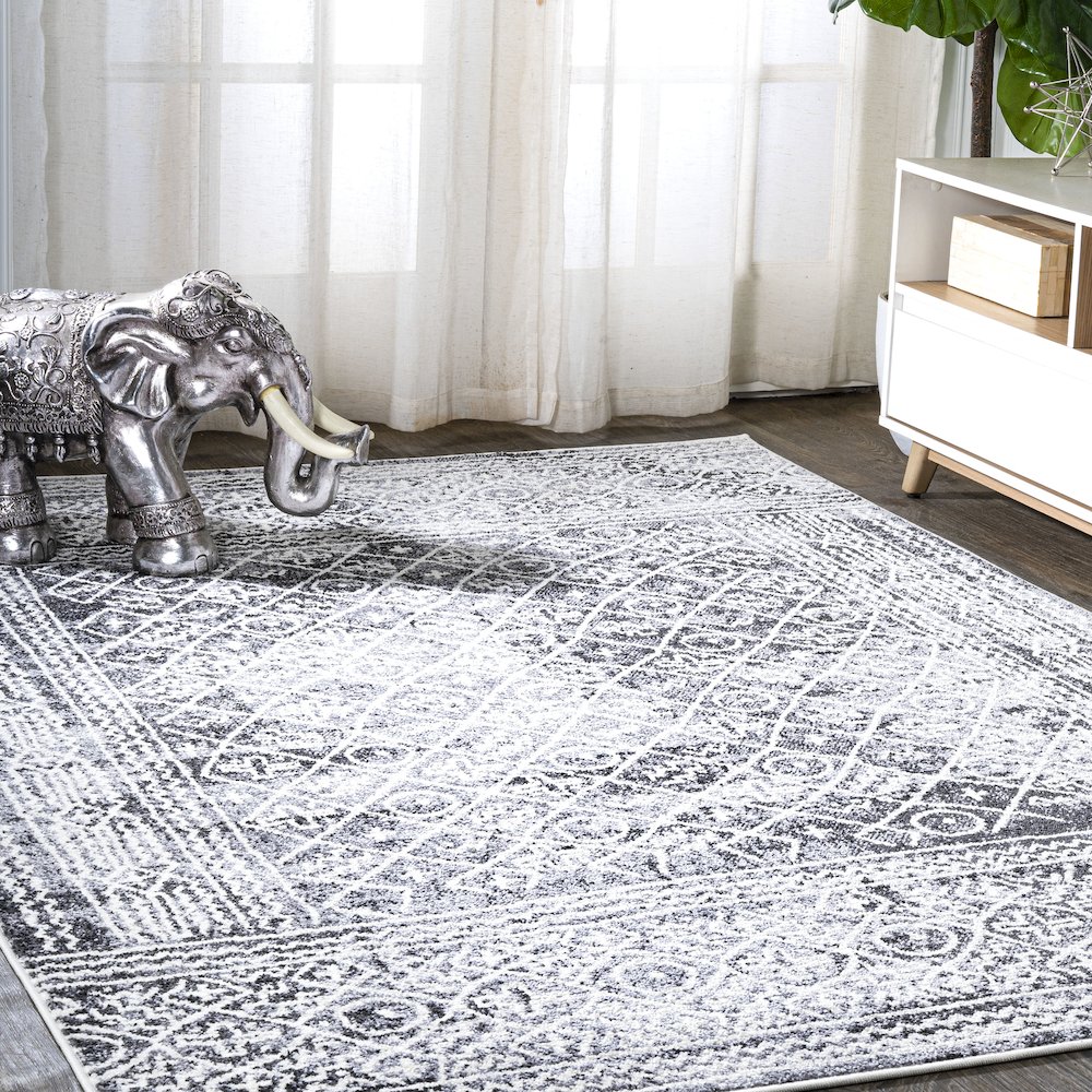 Iften Moroccan Geometric Distressed Area Rug. Picture 2