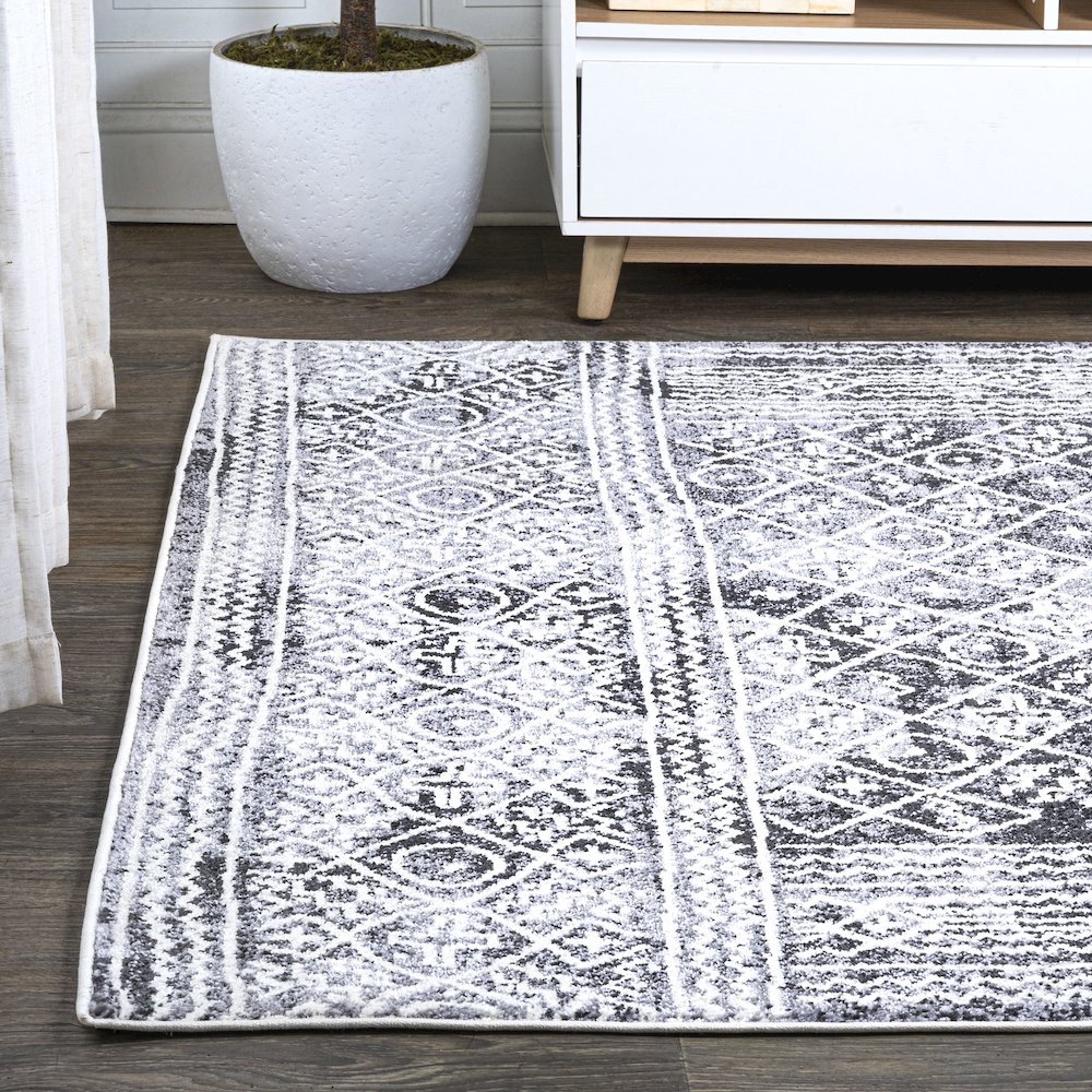 Iften Moroccan Geometric Distressed Area Rug. Picture 3