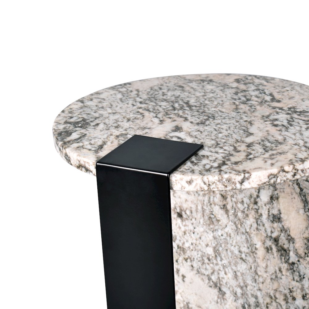 Lyra 20" Modern Round Asymmetrical Marble Accent Table. Picture 1