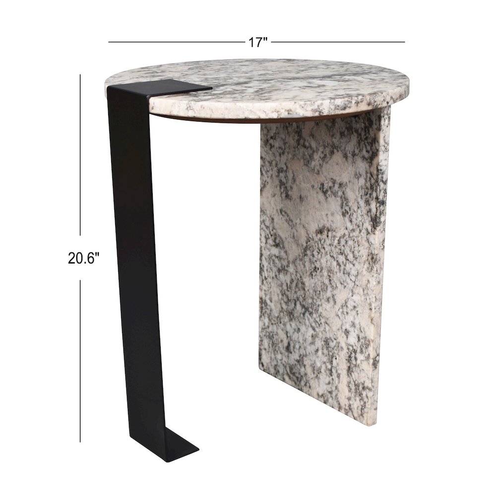Lyra 20" Modern Round Asymmetrical Marble Accent Table. Picture 2