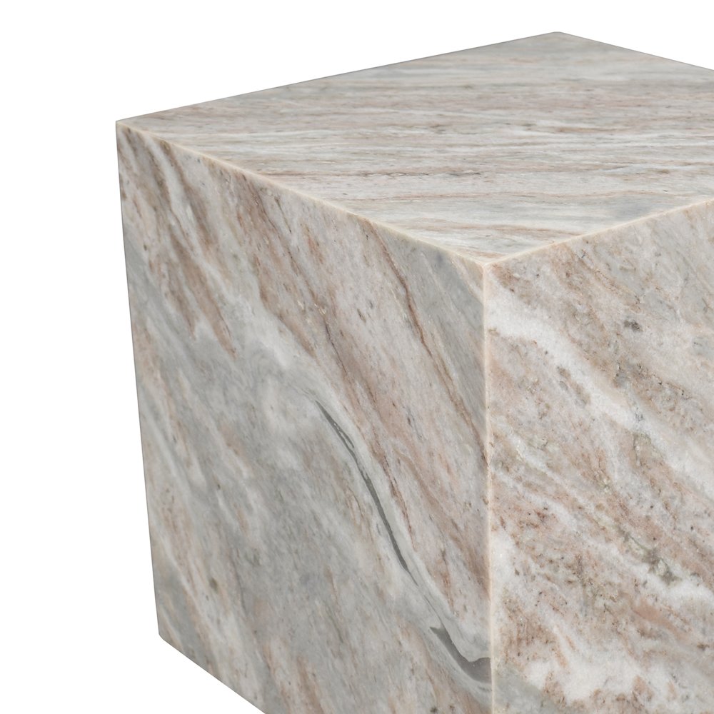 Felix Contemporary Natural Marble Handmade Cube End Table. Picture 1