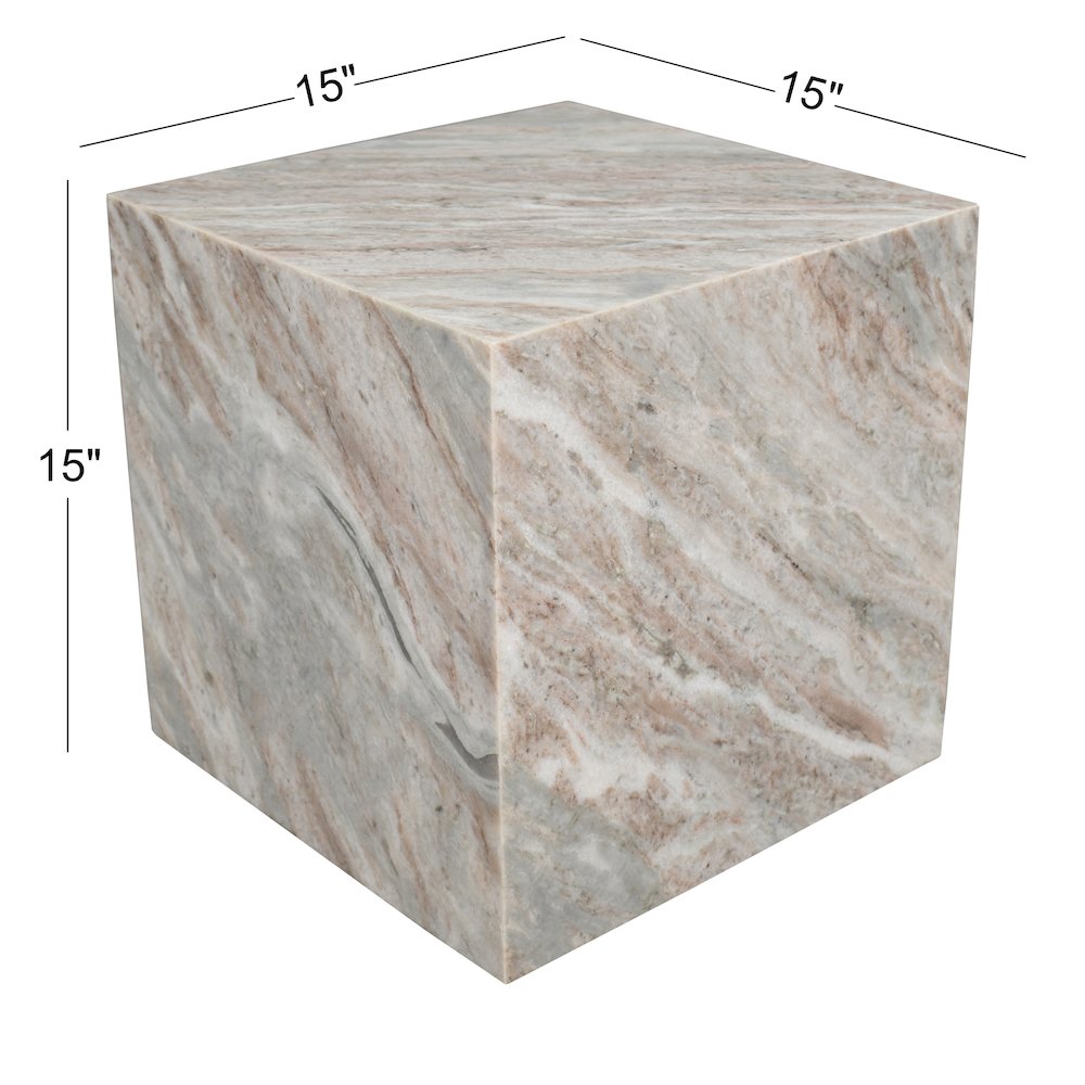 Felix Contemporary Natural Marble Handmade Cube End Table. Picture 2