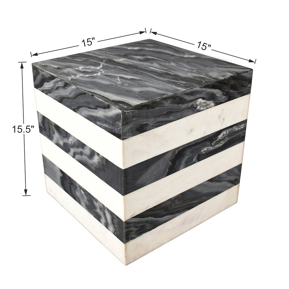 Felix 15.5" Minimalist Marble Cube End Table. Picture 3