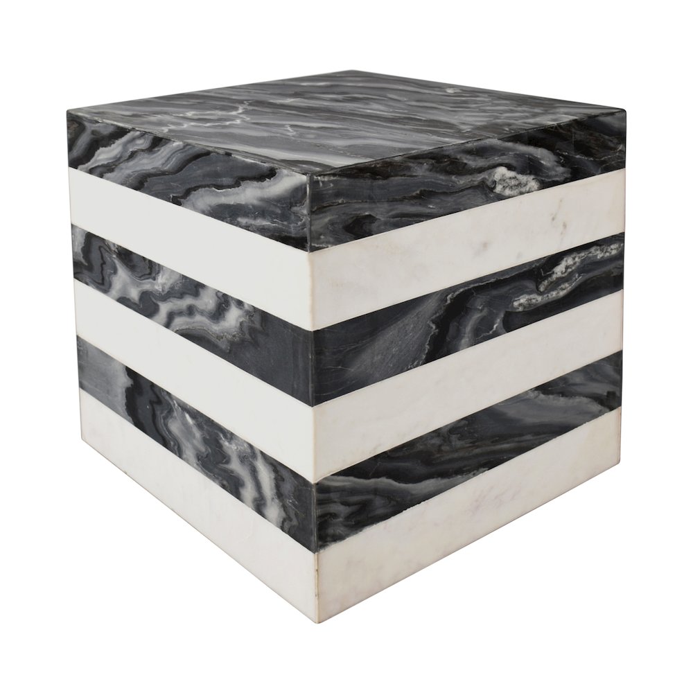 Felix 15.5" Minimalist Marble Cube End Table. Picture 1