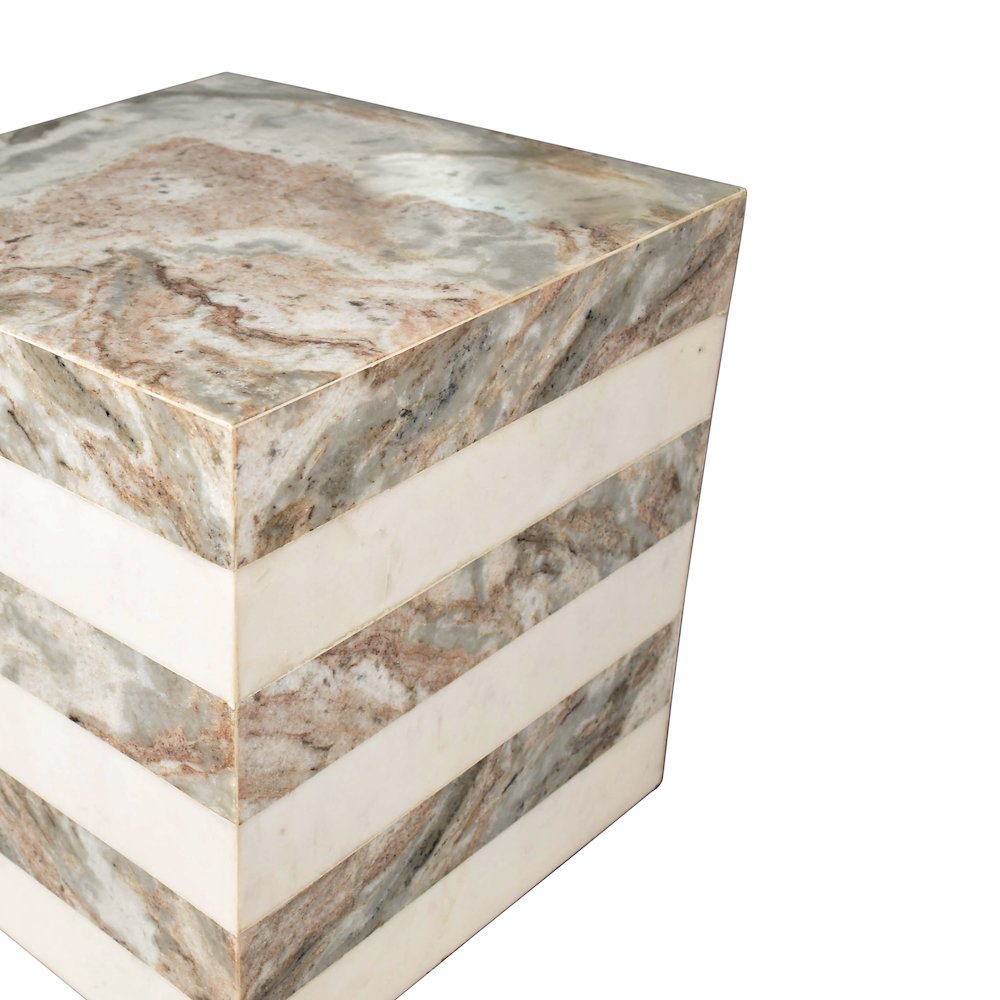 Felix 15.5" Minimalist Marble Cube End Table. Picture 4
