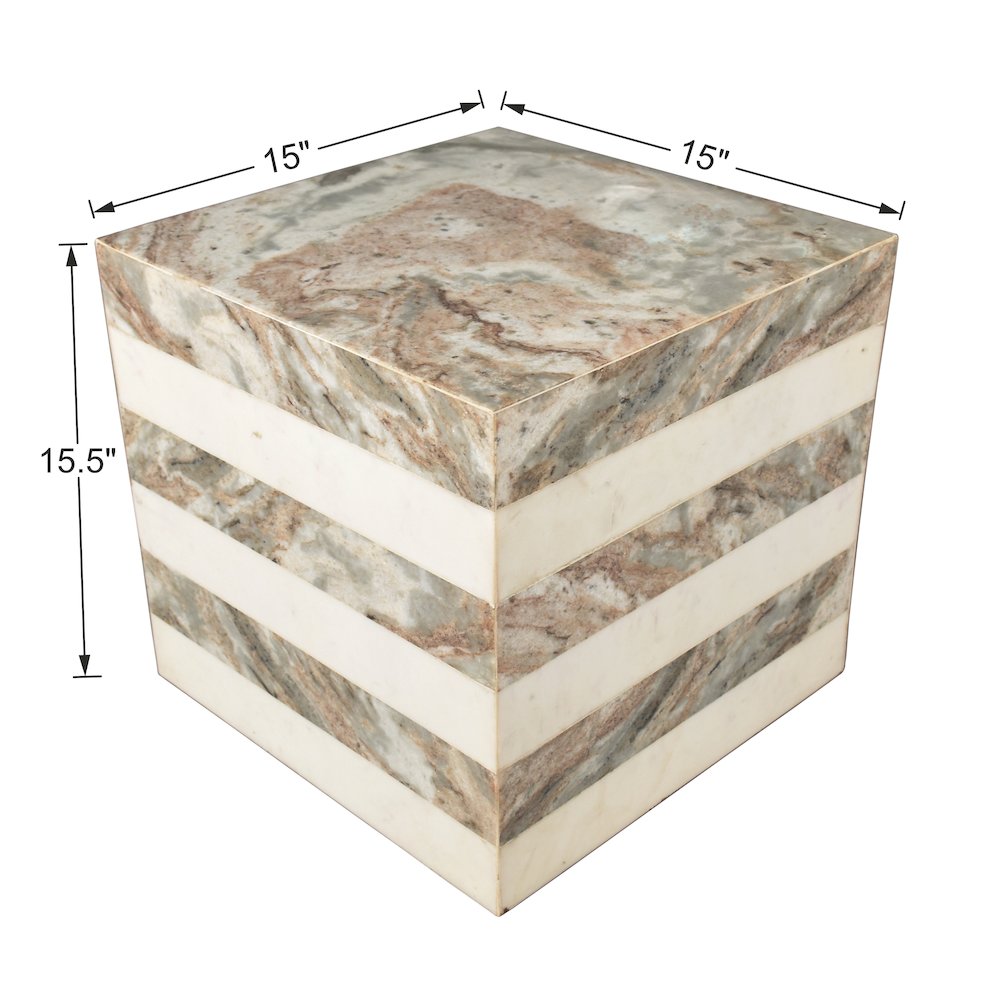 Felix 15.5" Minimalist Marble Cube End Table. Picture 3