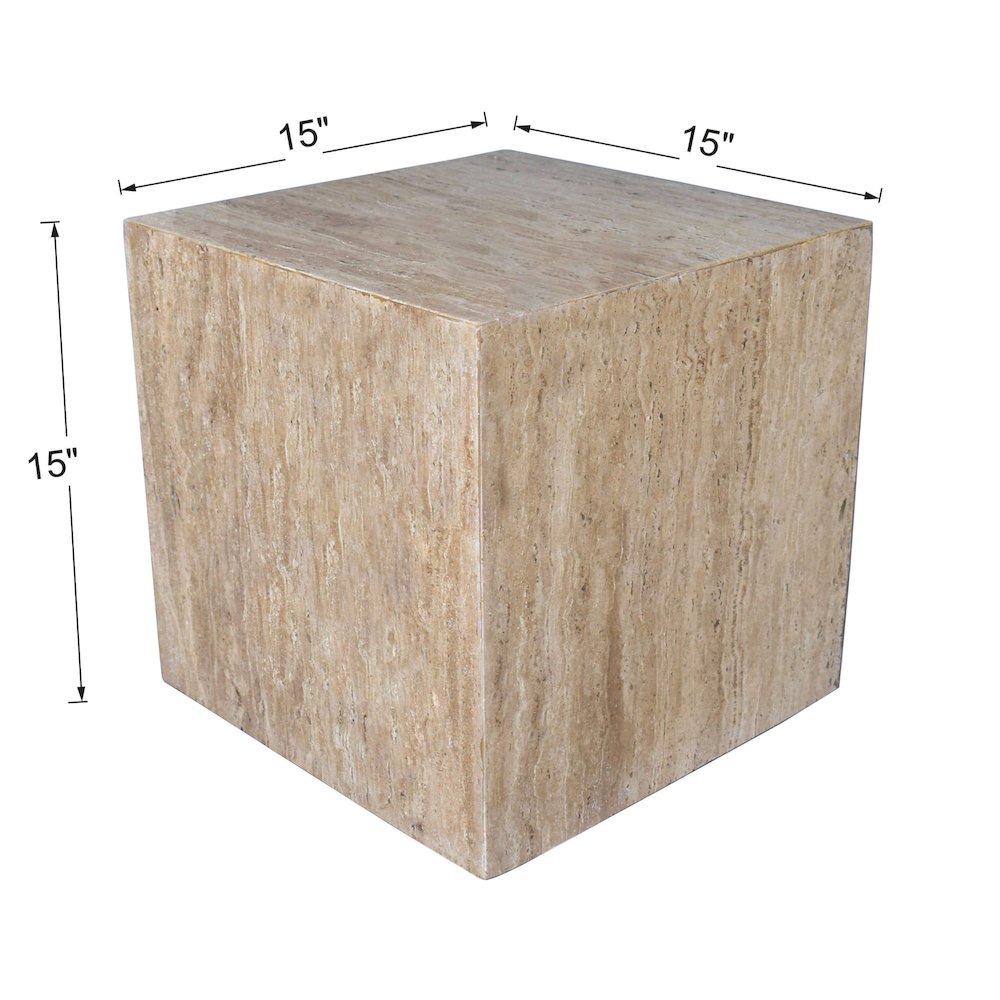 Felix 15" Minimalist Marble Cube End Table. Picture 3