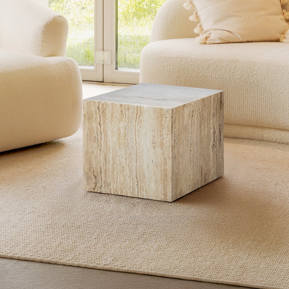 Felix 15" Minimalist Marble Cube End Table. Picture 2