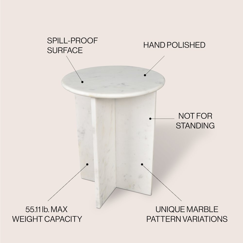 Javier Contemporary Natural Marble Handmade X-Shaped End Table. Picture 3
