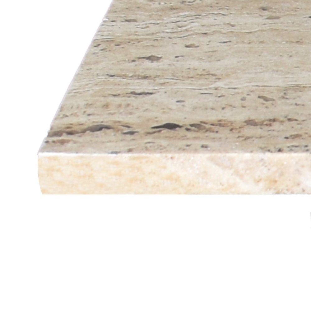 Cecil Modern 18.5" Square Natural Marble End Table with Cross Base. Picture 4