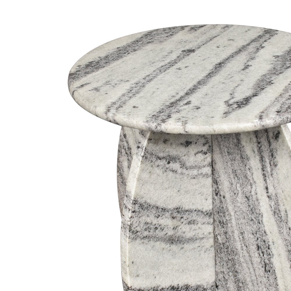 Venus Modern 17.5" Round Gray/Black Solid Marble End Table. Picture 1