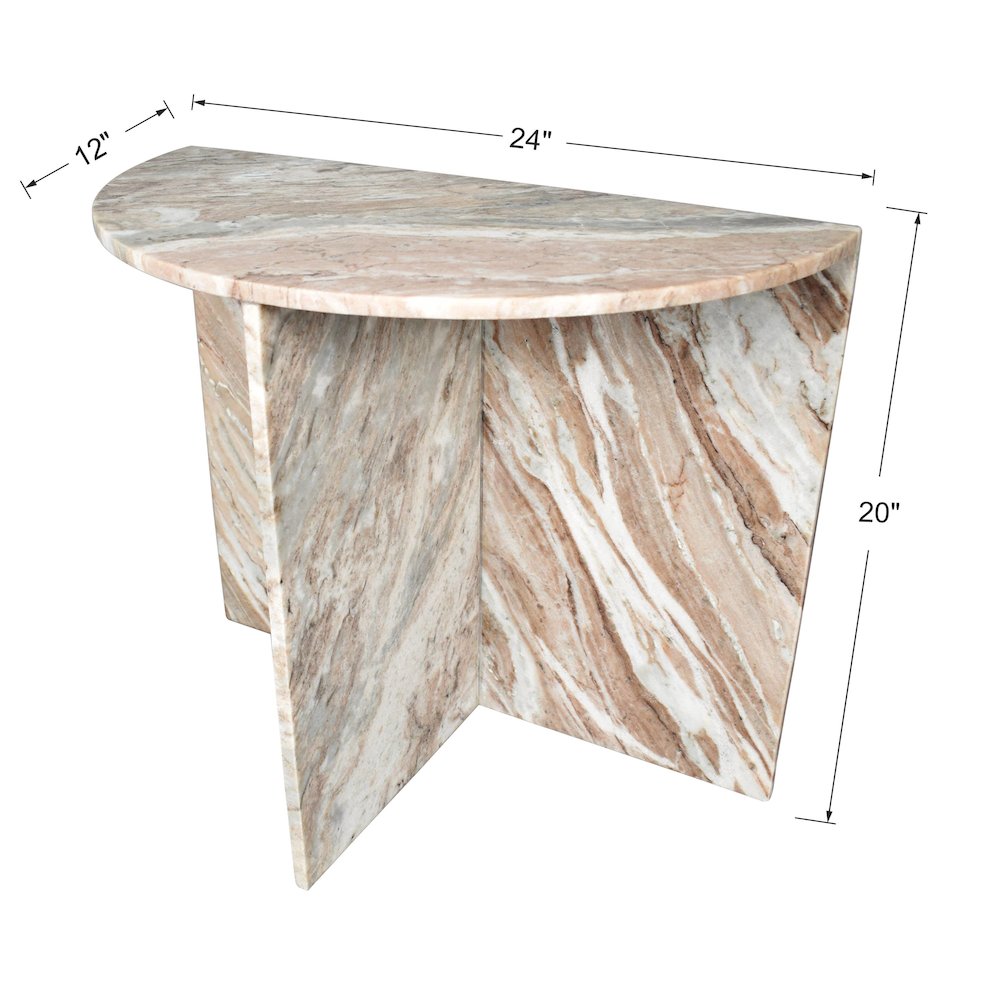 Patrice 20" Modern Half Moon Genuine Marble End Table. Picture 3