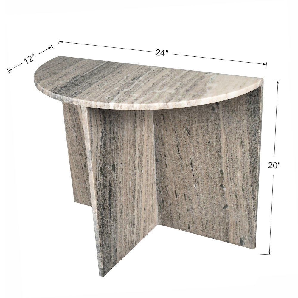 Patrice 20" Modern Half Moon Genuine Marble End Table. Picture 3