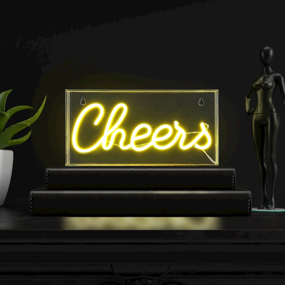 Cheers Contemporary Glam Acrylic Box Usb Operated Led Neon Light. Picture 5