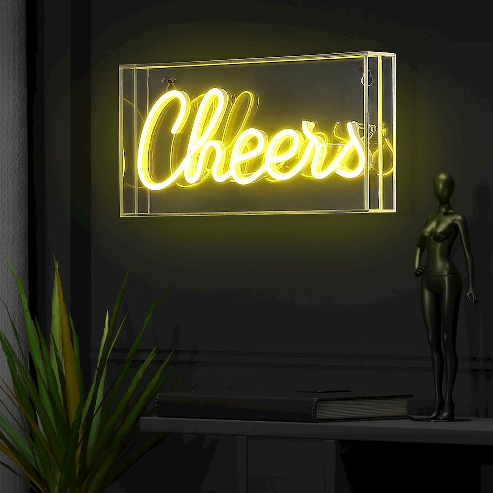 Cheers Contemporary Glam Acrylic Box Usb Operated Led Neon Light. Picture 6