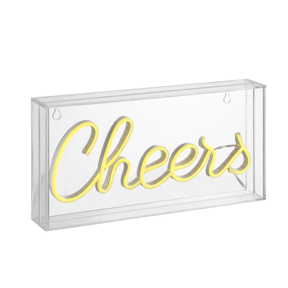 Cheers Contemporary Glam Acrylic Box Usb Operated Led Neon Light. Picture 1