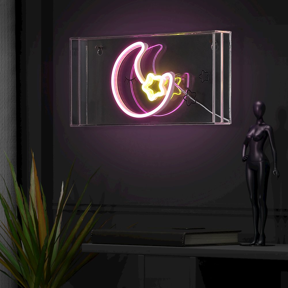 Moon Contemporary Glam Acrylic Box Usb Operated Led Neon Light. Picture 6