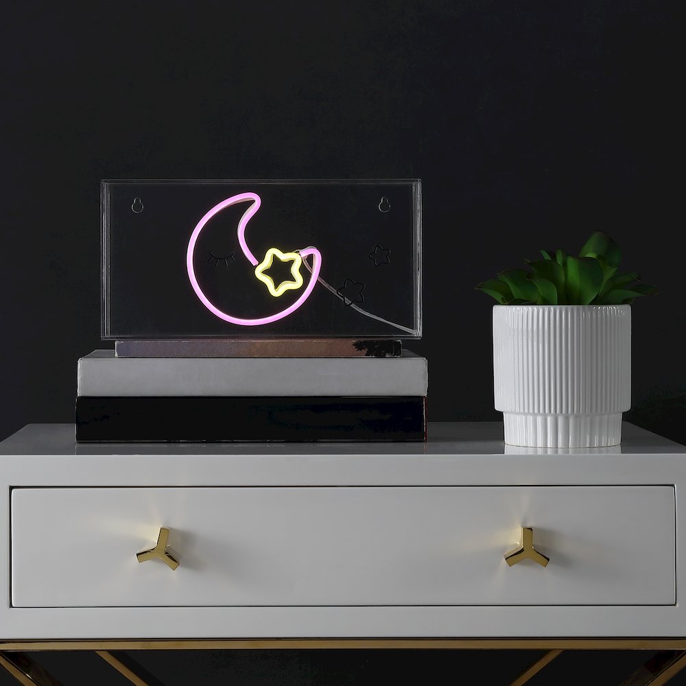 Moon Contemporary Glam Acrylic Box Usb Operated Led Neon Light. Picture 3