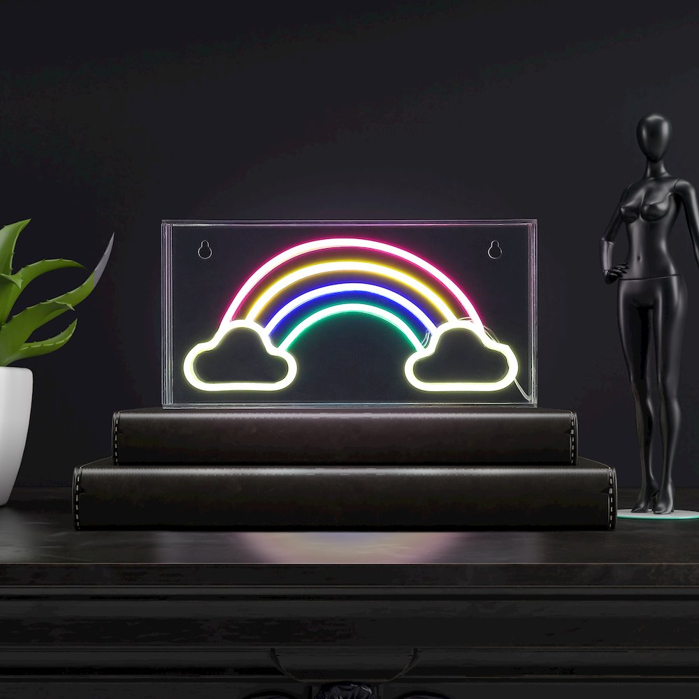 Rainbow Contemporary Glam Acrylic Box Usb Operated Led Neon Light. Picture 5