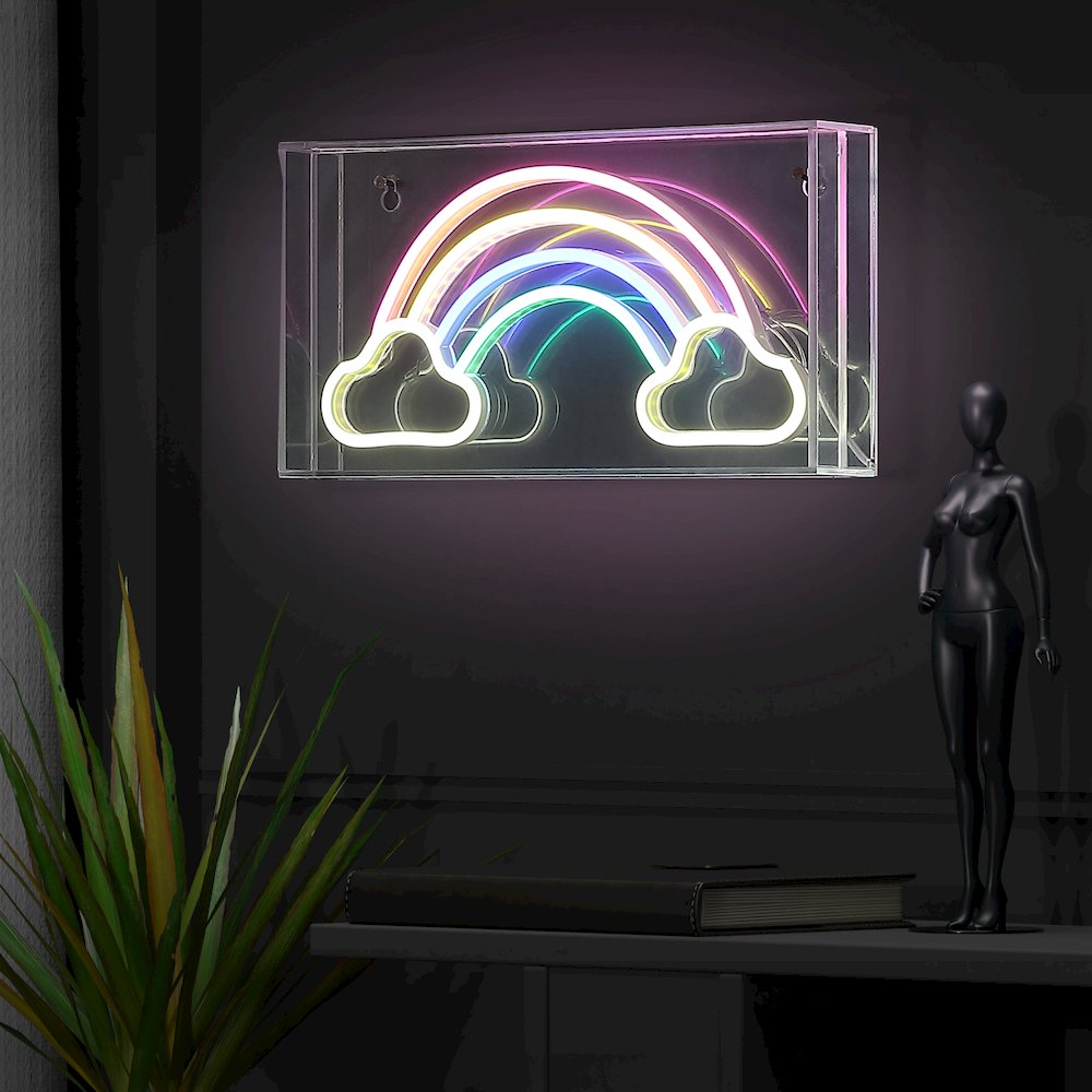 Rainbow Contemporary Glam Acrylic Box Usb Operated Led Neon Light. Picture 6