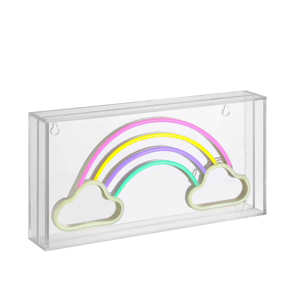Rainbow Contemporary Glam Acrylic Box Usb Operated Led Neon Light. Picture 1
