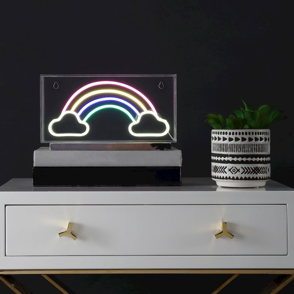 Rainbow Contemporary Glam Acrylic Box Usb Operated Led Neon Light. Picture 3