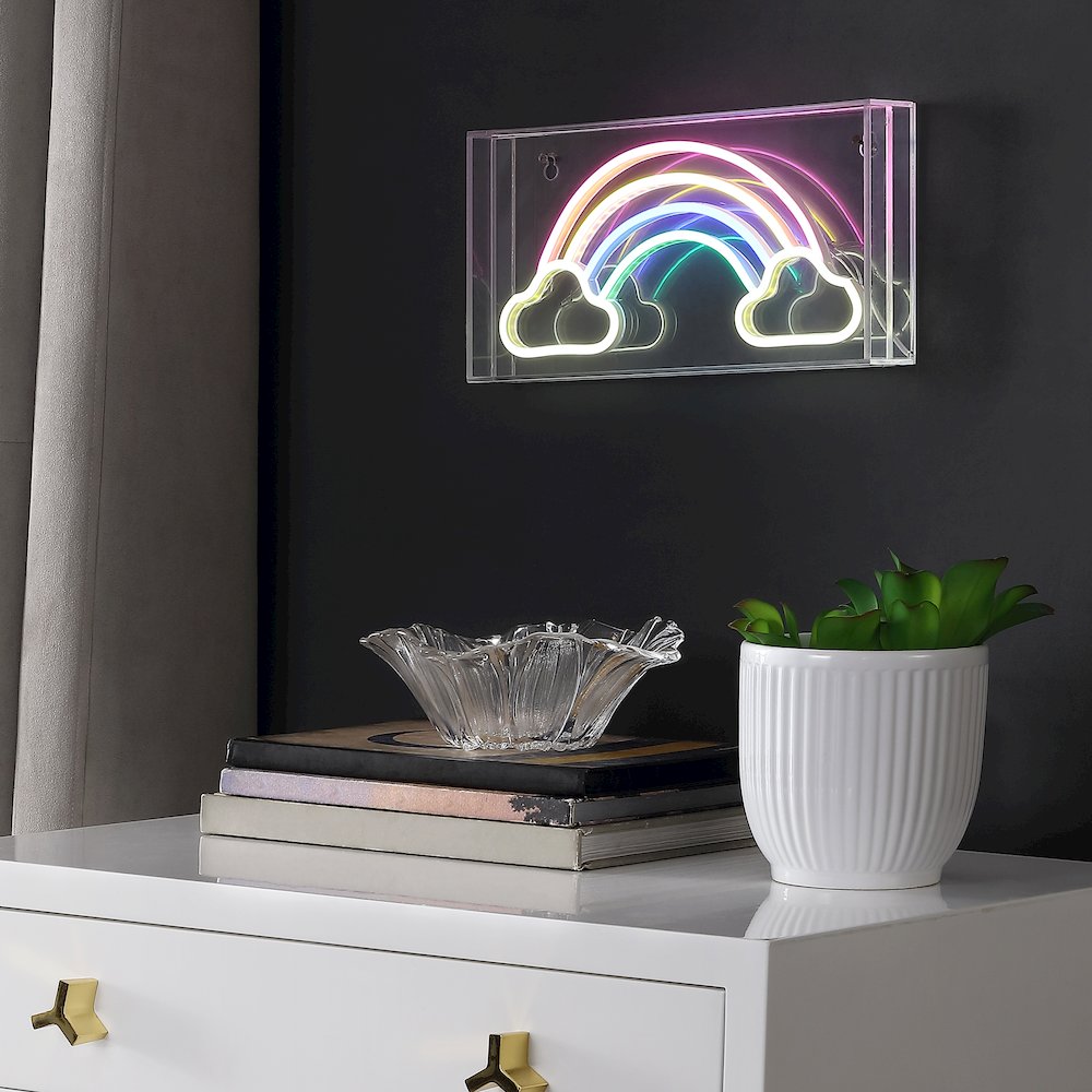 Rainbow Contemporary Glam Acrylic Box Usb Operated Led Neon Light. Picture 4