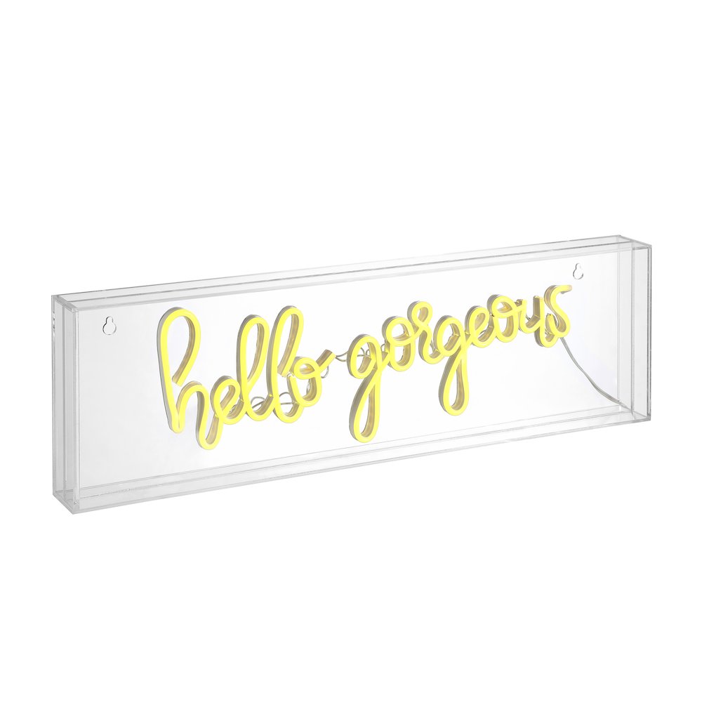 Hello Gorgerous Contemporary Glam Acrylic Box Usb Operated Led Neon Light. Picture 1