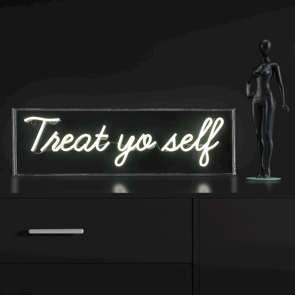 Treat Yo Self Contemporary Glam Acrylic Box Usb Operated Led Neon Light. Picture 5
