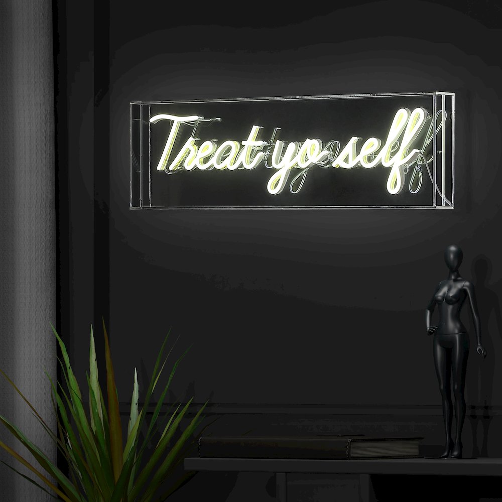 Treat Yo Self Contemporary Glam Acrylic Box Usb Operated Led Neon Light. Picture 6