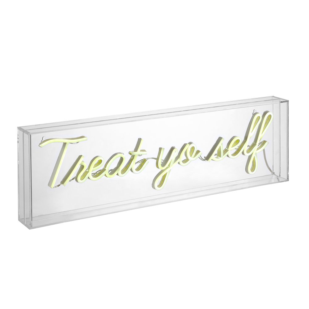 Treat Yo Self Contemporary Glam Acrylic Box Usb Operated Led Neon Light. Picture 1