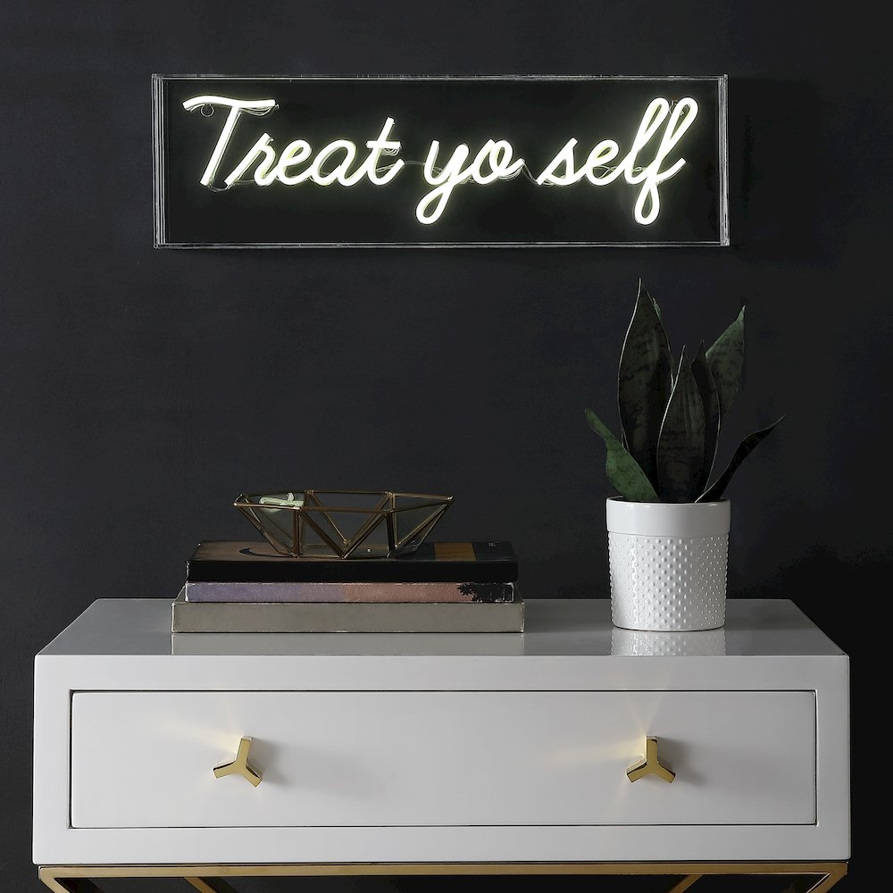 Treat Yo Self Contemporary Glam Acrylic Box Usb Operated Led Neon Light. Picture 3