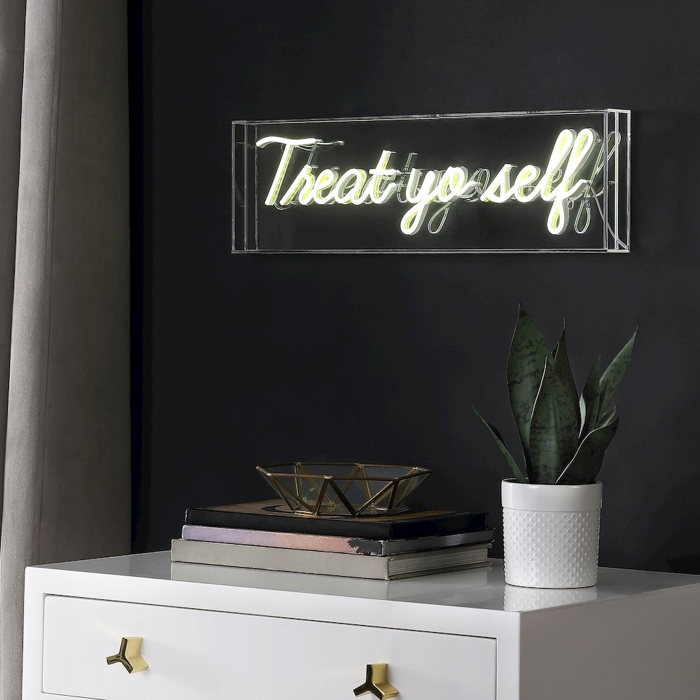Treat Yo Self Contemporary Glam Acrylic Box Usb Operated Led Neon Light. Picture 4