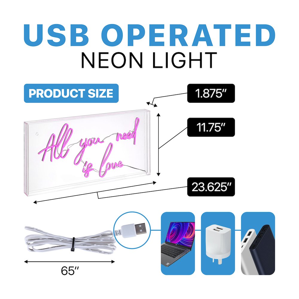Glam Acrylic Box Usb Operated Led Neon Light. Picture 3
