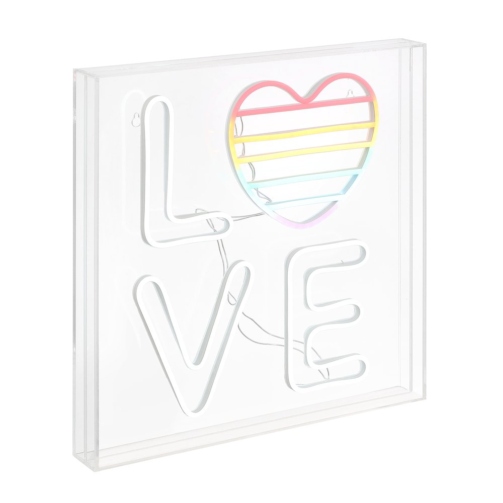 Love Square Contemporary Glam Acrylic Box Usb Operated Led Neon Light. Picture 4