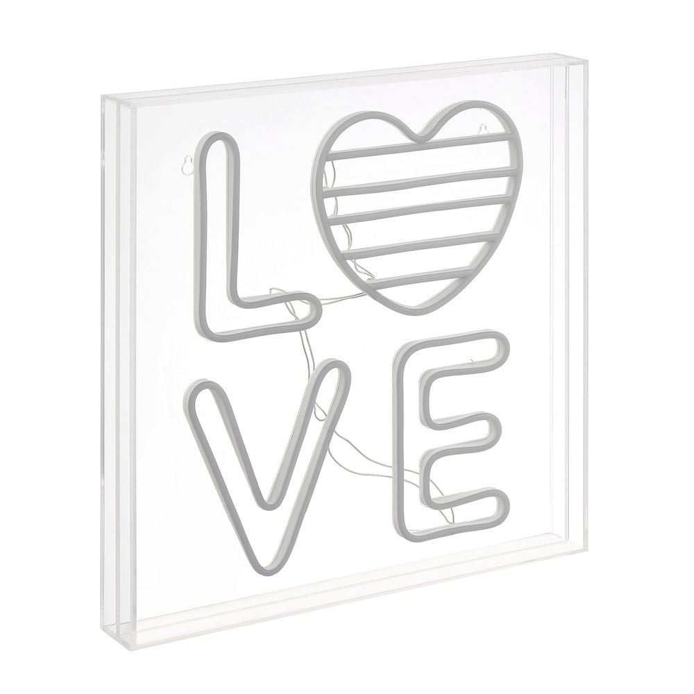 Love Square Contemporary Glam Acrylic Box Usb Operated Led Neon Light. Picture 1