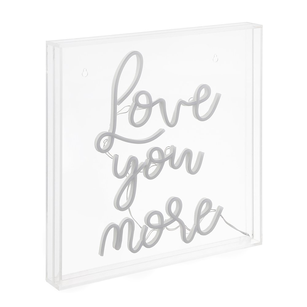 Love You More Square Contemporary Glam Acrylic Box Usb Operated Led Neon Light. Picture 1