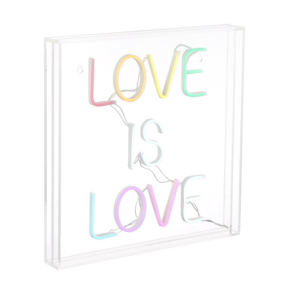 Love Is Love Square Contemporary Glam Acrylic Box Usb Operated Led Neon Light. Picture 4